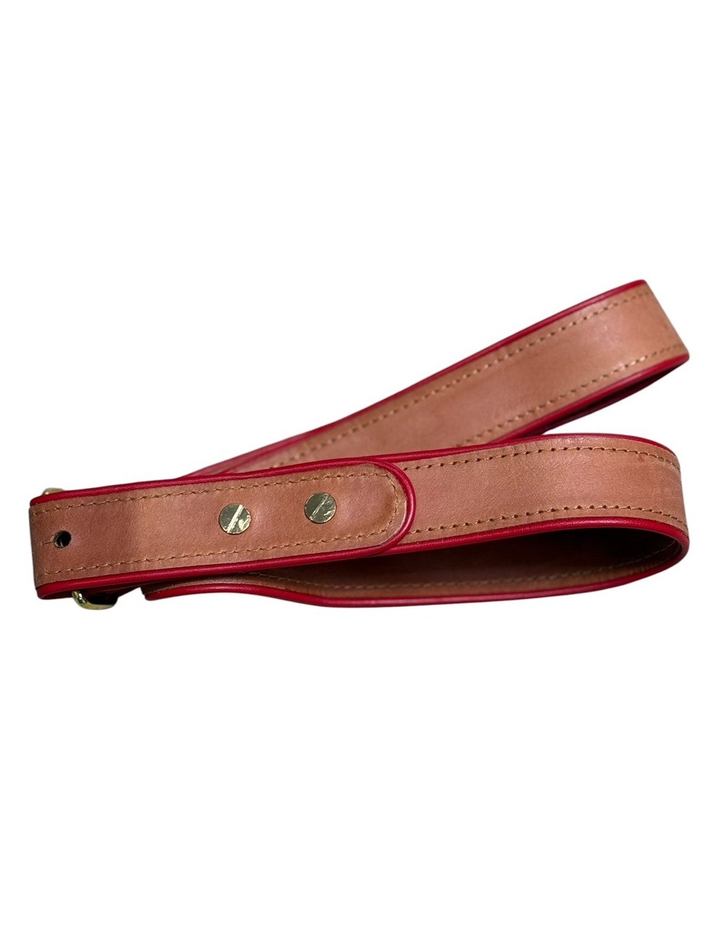 Club Monaco Genuine Leather Belt Light Brown Red Contrast Trim Size M